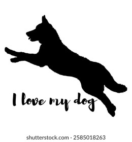 dog silhouette, dog, dog breeds, logo, vector, silhouette, i love my dog, animal, illustration, icon, sign, design, black, symbol, pet, love
