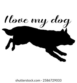 dog silhouette, dog, dog breeds, logo, vector, silhouette, i love my dog, animal, illustration, icon, sign, design, black, symbol, pet, love
