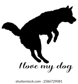 dog silhouette, dog, dog breeds, logo, vector, silhouette, i love my dog, animal, illustration, icon, sign, design, black, symbol, pet, love
