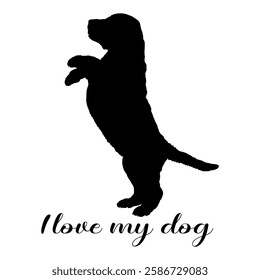 dog silhouette, dog, dog breeds, logo, vector, silhouette, i love my dog, animal, illustration, icon, sign, design, black, symbol, pet, love
