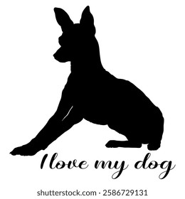 dog silhouette, dog, dog breeds, logo, vector, silhouette, i love my dog, animal, illustration, icon, sign, design, black, symbol, pet, love
