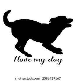 dog silhouette, dog, dog breeds, logo, vector, silhouette, i love my dog, animal, illustration, icon, sign, design, black, symbol, pet, love
