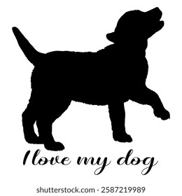 Dog silhouette, dog, dog breeds, logo, vector, silhouette, i love my dog, animal, illustration, icon, sign, design, black, symbol, pet, love