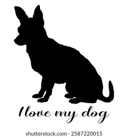 Dog silhouette, dog, dog breeds, logo, vector, silhouette, i love my dog, animal, illustration, icon, sign, design, black, symbol, pet, love