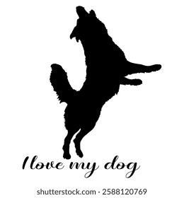 dog silhouette, dog, dog breeds, logo, vector, silhouette, i love my dog, animal, illustration, icon, sign, design, black, symbol, pet, love
