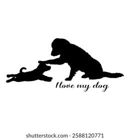 dog silhouette, dog, dog breeds, logo, vector, silhouette, i love my dog, animal, illustration, icon, sign, design, black, symbol, pet, love
