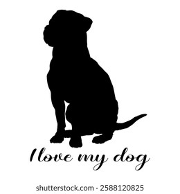 dog silhouette, dog, dog breeds, logo, vector, silhouette, i love my dog, animal, illustration, icon, sign, design, black, symbol, pet, love
