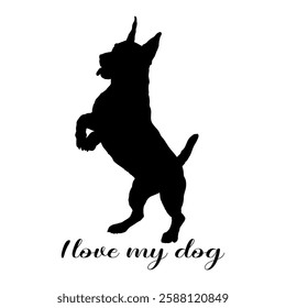 dog silhouette, dog, dog breeds, logo, vector, silhouette, i love my dog, animal, illustration, icon, sign, design, black, symbol, pet, love
