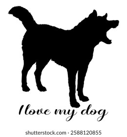 dog silhouette, dog, dog breeds, logo, vector, silhouette, i love my dog, animal, illustration, icon, sign, design, black, symbol, pet, love
