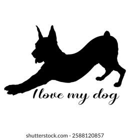 dog silhouette, dog, dog breeds, logo, vector, silhouette, i love my dog, animal, illustration, icon, sign, design, black, symbol, pet, love
