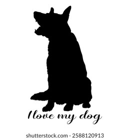 dog silhouette, dog, dog breeds, logo, vector, silhouette, i love my dog, animal, illustration, icon, sign, design, black, symbol, pet, love
