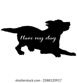 dog silhouette, dog, dog breeds, logo, vector, silhouette, i love my dog, animal, illustration, icon, sign, design, black, symbol, pet, love
