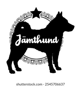  Jämthund perro silueta, perro, razas de perro, Vector, silueta, diseño de logotipo, animal, ilustración, icono, signo, negro, mascota