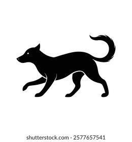 Dog Silhouette Chasing Tail Vector.