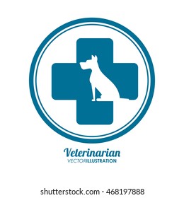 dog silhouette circle veterinarian pet clinic icon, vector illustration