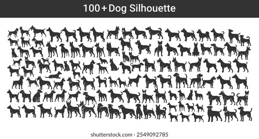 Dog silhouette collection, Dog silhouette bundle, animal dog silhouette set
