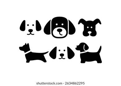 Dog Silhouette Collection: Charming dog silhouettes in a minimalist style.