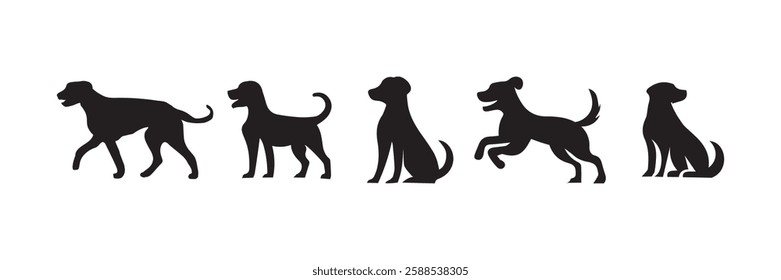 Dog silhouette collection. Set of black Dog silhouette. Dog silhouette set