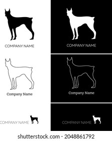 Dog silhouette creative symbol concept. Dog Logo template. Doberman pinscher - isolated vector illustration