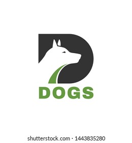 Dog silhouette with D Letter Initial Logo Template