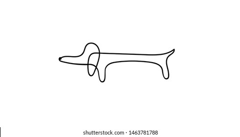 Dog silhouette dachshund line drawing vector illustration