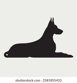 Dog Silhouette Doberman Vector Black and White