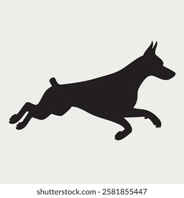 Dog Silhouette Doberman Vector Black and White
