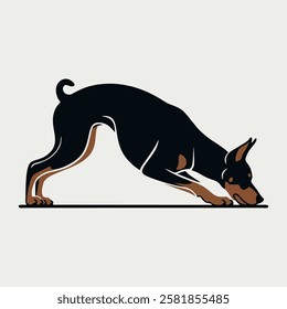 Dog Silhouette Doberman Vector Black and White