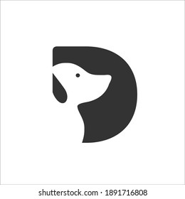 Hundsilhouette flache Monogramm Logo-Symbol