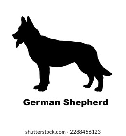 Dog silhouette. German Shepherd. Vector Animal. Pet