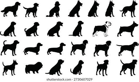 Rejilla de silueta de perro con un bulldog de color que destaca, enfatizando la individualidad, la singularidad, el contraste y el reconocimiento visual