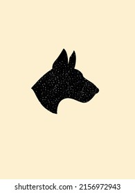 Dog silhouette. Dog head. Label design. Animal silhouette.