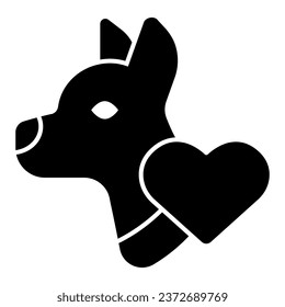 Dog silhouette and heart solid icon, animal hospital concept, we love dogs sign on white background, Dog with heart icon in glyph style for mobile concept and web design. Vector graphics