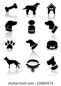 Dog silhouette icons EPS 8 vector no open shapes or paths.