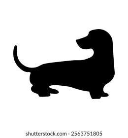 Dog silhouette isolated on white background. Dachshund silhouette