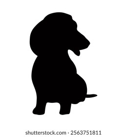 Dog silhouette isolated on white background. Dachshund silhouette