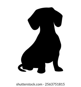 Dog silhouette isolated on white background. Dachshund silhouette