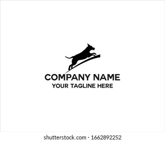dog silhouette jumps vector logo