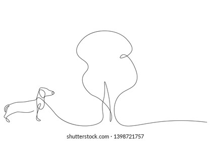 Dog silhouette line drawing vector illustration