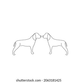 Dog silhouette line drawing vector illustration