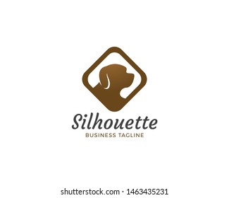Dog silhouette logo design. Dog friend logo template, Modern animal badge for veterinary. Pet food, Pet care logo design
