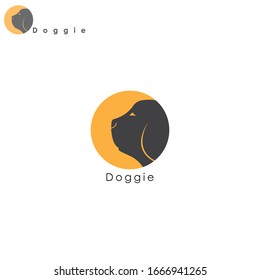 Dog silhouette logo for pet business, pet sitter, breeder, dog walker, veterinarian, shelter, rescue. EPS 10 vector.