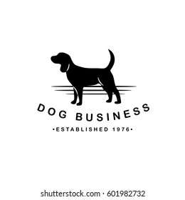 Dog silhouette logo for pet business, pet sitter, breeder, dog walker, veterinarian, shelter, rescue. EPS 10 vector.