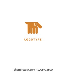 Dog silhouette logo. Vector abstract minimalistic illustration veterinary. Puppy icon. Pet, pet shop, zoo, clinic vector flat style logotype modern.