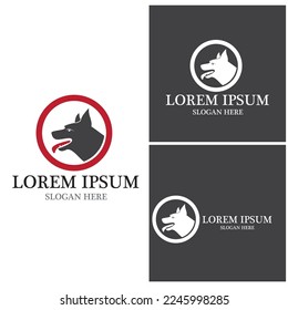 Plantilla vectorial de logotipo de silueta de perro