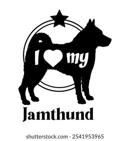 Jämthund Hund Silhouette, ich liebe meinen Hund, Hund, Hunderassen, Logo, Vektor, Silhouette, Tier, Illustration, Symbol, Zeichen, schwarz, Haustier,