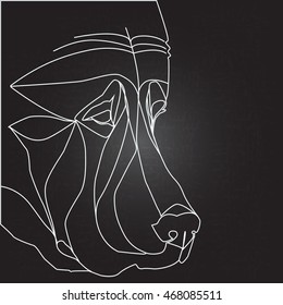 dog silhouette on a black and white background