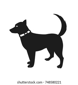 Dog. Silhouette on a white background. Vector element for New Year`s design.