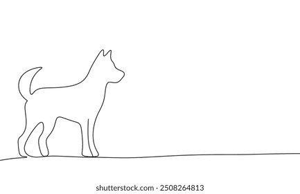 Dog silhouette one line continuous. Hand drawn vector art