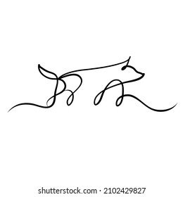 dog silhouette one line hand drawn for design
